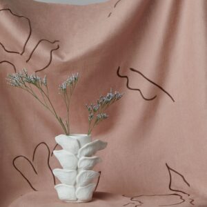Narsi Embroidered Linen Fabric by Sarah Sherman Samuel